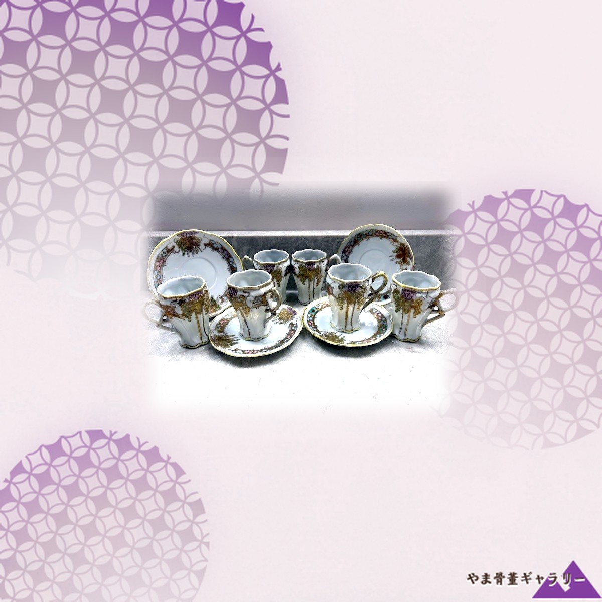 【金盛が彩る掌中の器】オールドノリタケ 金盛 花文 デミタスカップ&ソーサー