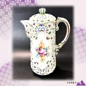 【盛上の額に咲く花束】オールドノリタケ 盛上 花文 チョコレートポット 金彩