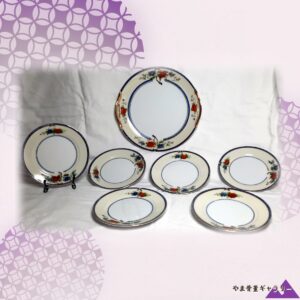 【花の縁取りが食卓を彩る】オールドノリタケ 花文 ケーキ皿 取皿 七点組 金彩