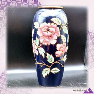 【青の底にひらく花明かり】オールドノリタケ コラレン 花文 花瓶