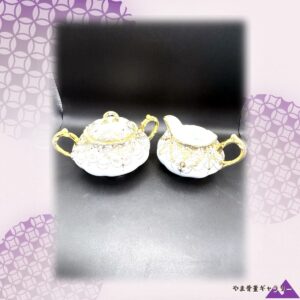【金の珠飾りが白磁に揺れる】オールドノリタケ 金盛 唐草文 クリーマー シュガー 金彩