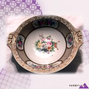 【金の蔓が花を抱く】オールドノリタケ 金盛 花文 両耳飾鉢 金彩