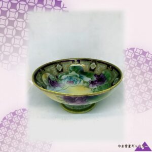 【高台に咲き満ちる花】オールドノリタケ 金盛 薔薇文 高台鉢 金彩
