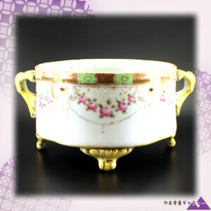 【薔薇の花綱が朝を編む】オールドノリタケ 金盛 薔薇文 両耳 飾鉢