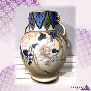 【牡丹ゆれるアールヌーボー】オールドノリタケ 牡丹文 両耳花瓶 金彩