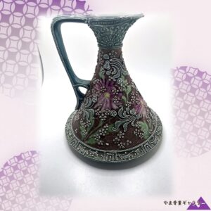【鳶色の地に降りる白い霜】オールドノリタケ 盛上 ビーディング 花文 水差