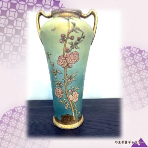 【ビーズに灯る野薔薇】オールドノリタケ コラレン 薔薇文 双耳花瓶 金彩