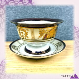 【真珠光沢に金の薔薇】オールドノリタケ ラスター彩 金彩 高台鉢 受皿付
