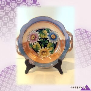 【玉虫色の地に咲く野の花】オールドノリタケ ラスター彩 花文 飾鉢