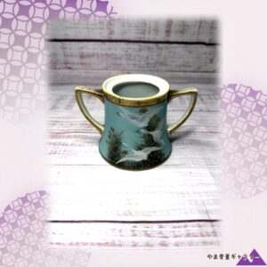 【雁が葦原を低く渡る】オールドノリタケ 飛雁文 シュガーボウル 金彩