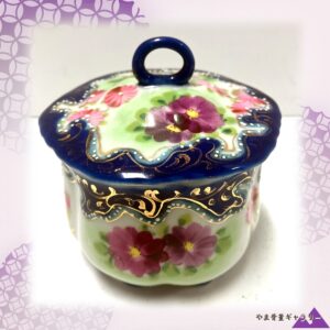 【瑠璃地にこぼれる野薔薇】オールドノリタケ コバルト 野薔薇文 蓋物 ジュエル装飾