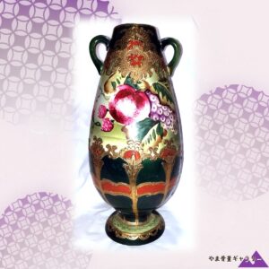 【金襴の縁に実りあふれる】オールドノリタケ 金盛 果物文 両耳花瓶 金彩