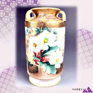 【白い花のほのあかり】オールドノリタケ 草花文 双耳花瓶 金彩