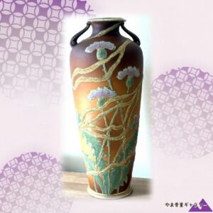 【丈高く咲うケシの群れ】オールドノリタケ コラレン 芥子文 花瓶 金彩