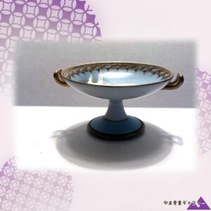【淡青の空をゆく鶴】オールドノリタケ ジュエル装飾 鶴文 高坏 金彩