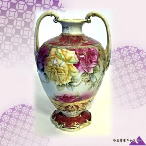 【金の珠を垂らす薔薇の段】オールドノリタケ ジュエル装飾 薔薇文 双耳花瓶 金彩