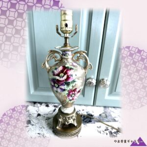 【金砂にあふれるアネモネ】オールドノリタケ 金盛 花文 両耳花瓶 ランプ仕立て