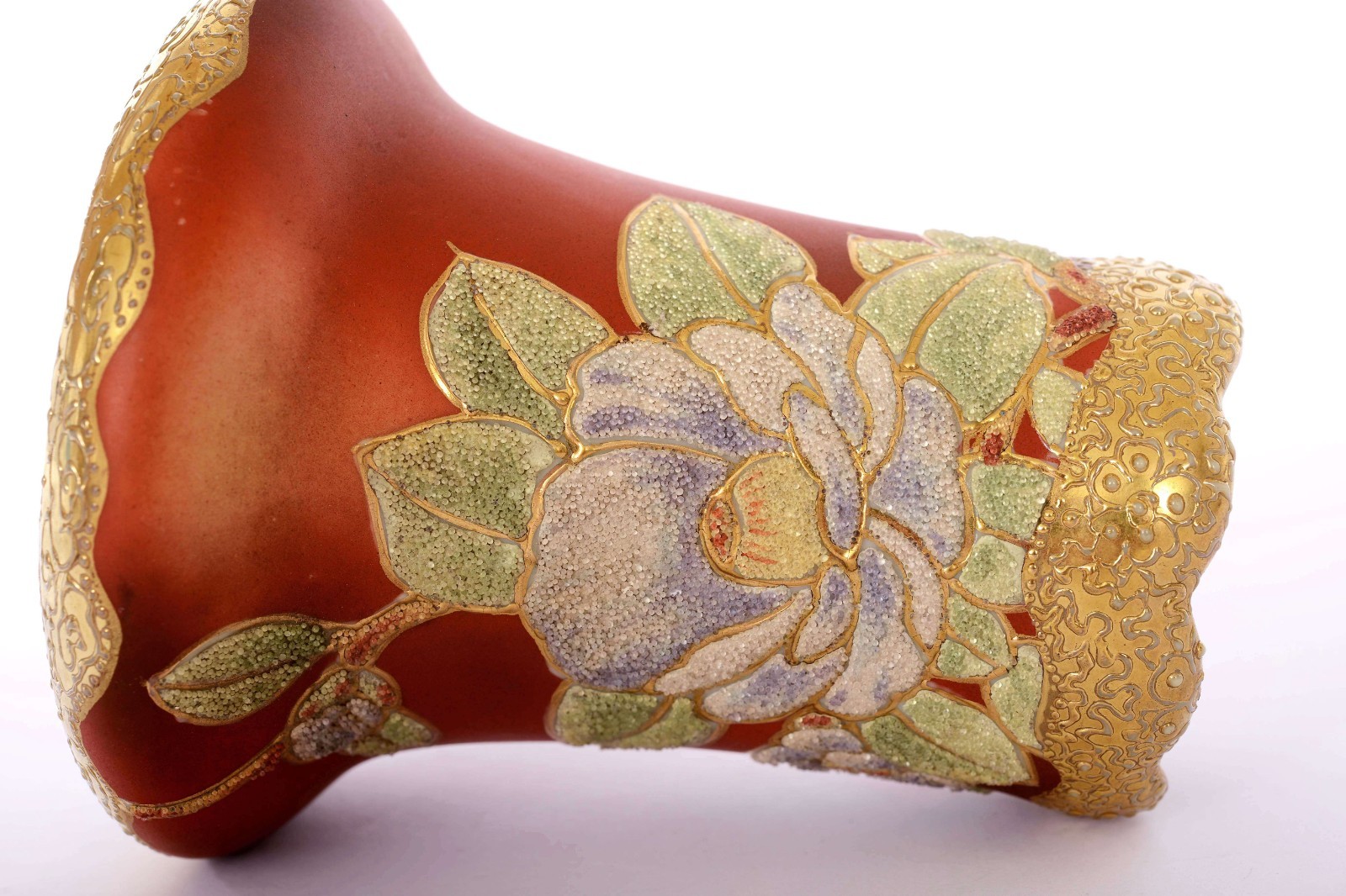 【時を負う花の名残】オールドノリタケ コラレン 花文 花瓶 金彩 - 画像 (2)