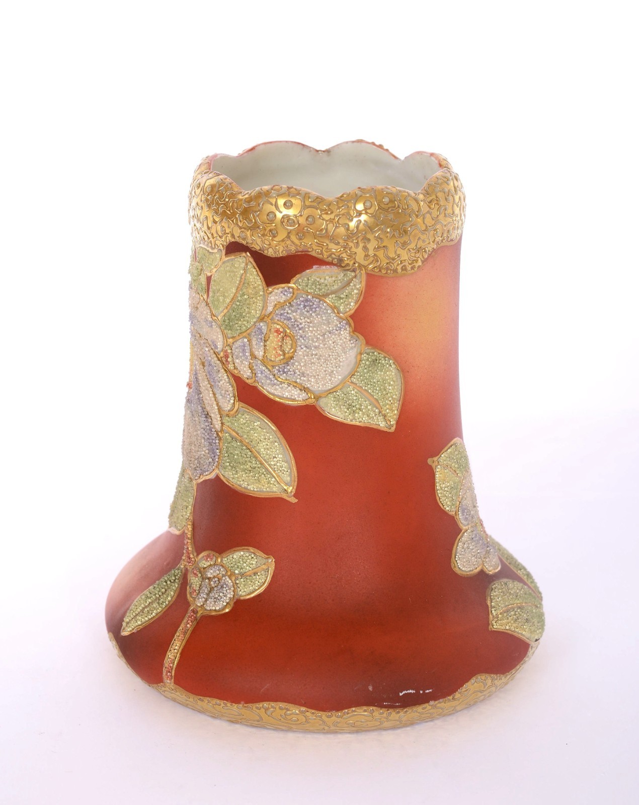 【時を負う花の名残】オールドノリタケ コラレン 花文 花瓶 金彩 - 画像 (3)