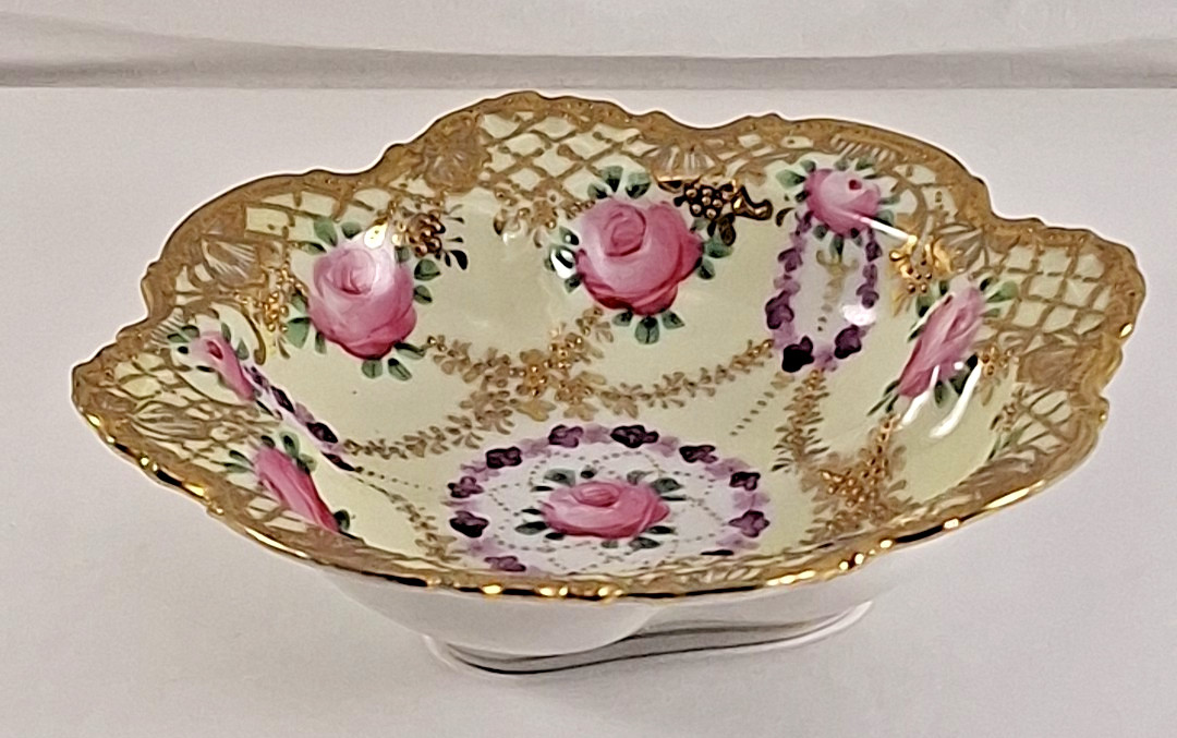 【金にむすぶ薔薇の環】オールドノリタケ 金盛 薔薇文 飾鉢 金彩 - 画像 (2)