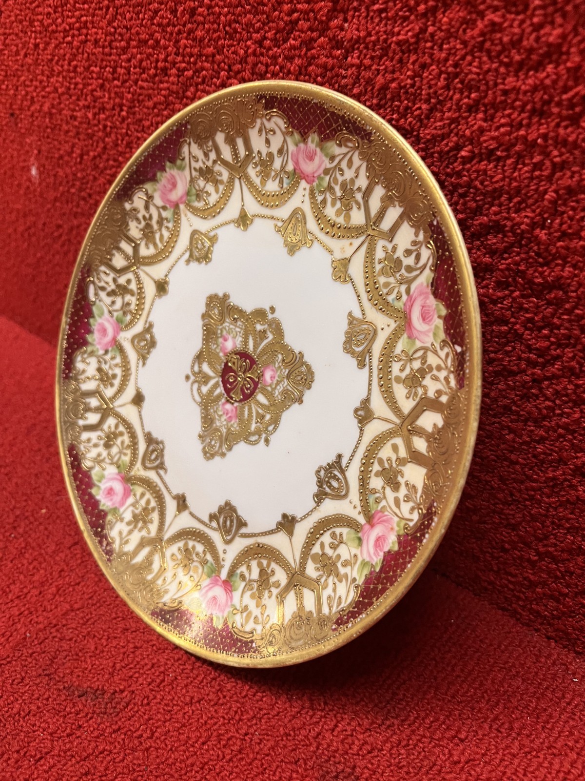 【金にむすぶ薔薇の心】オールドノリタケ 金盛 薔薇文 飾皿 金彩 - 画像 (3)