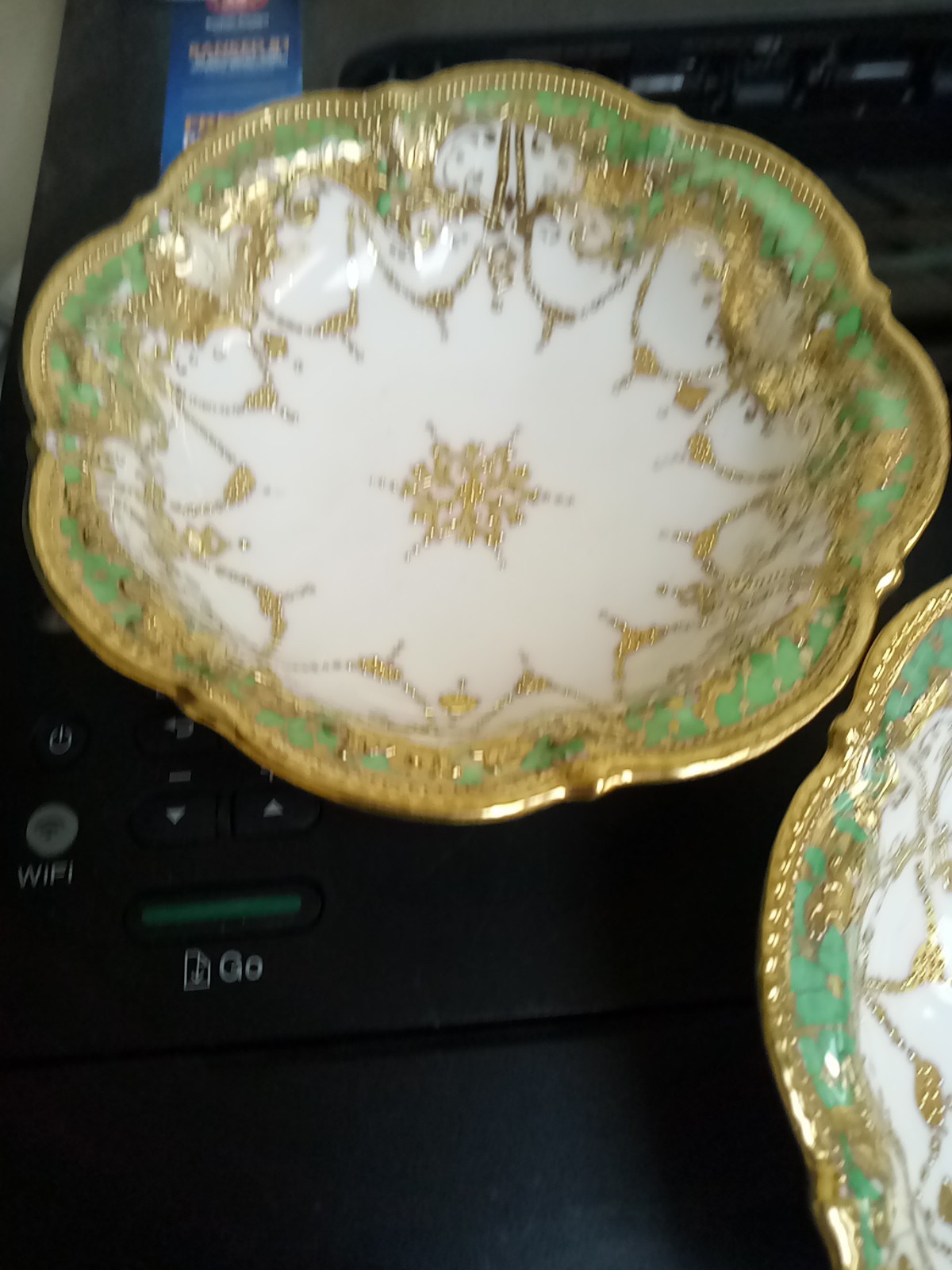【卓上にきらめく金と翠】オールドノリタケ 金盛 ジュエル装飾 小鉢 三客 金彩 - 画像 (2)