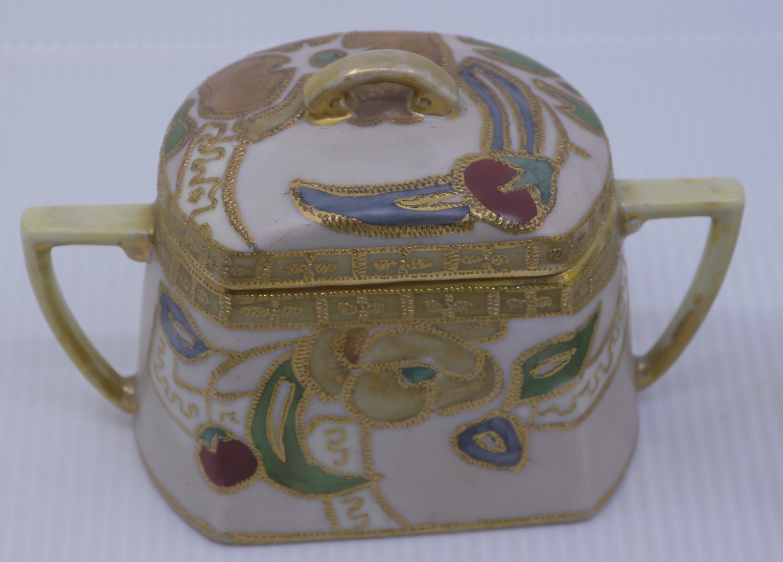 【金で象る抽象の花】オールドノリタケ 金盛 花文 クリーマー&シュガー 金彩 - 画像 (3)