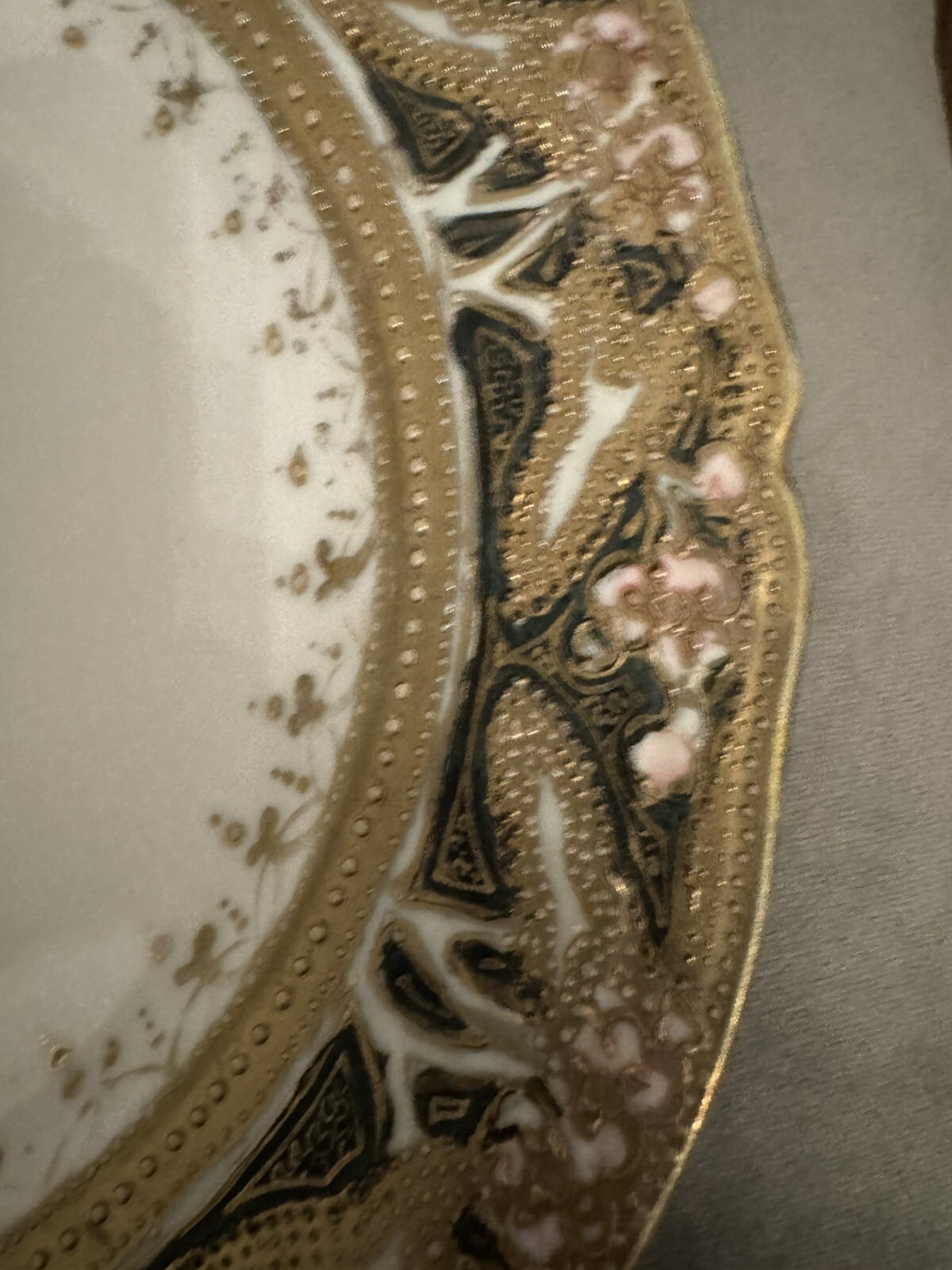【紺地に金がしたたる】オールドノリタケ 金盛 コバルト 飾皿 ジュエル装飾 - 画像 (3)
