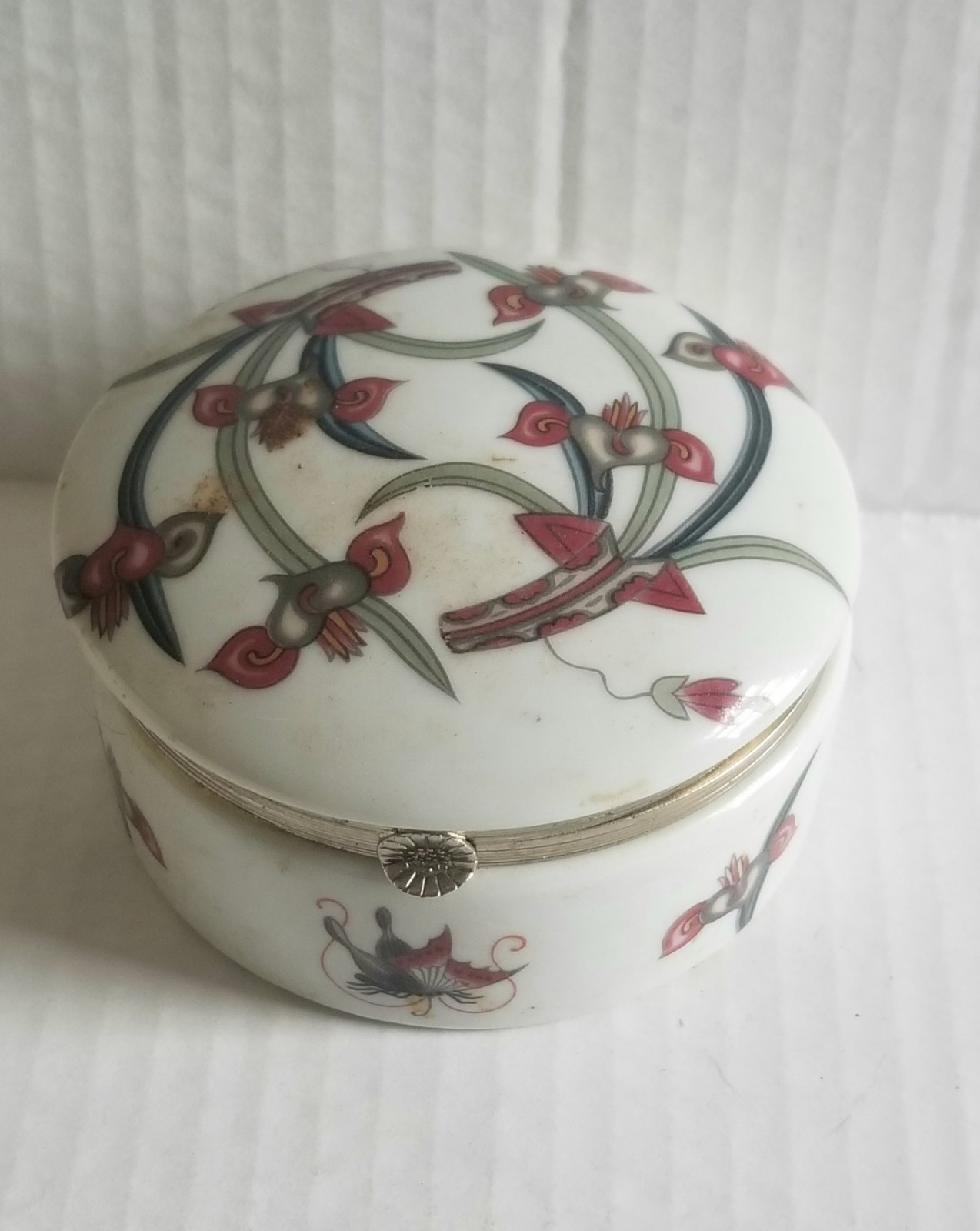 【柿色に舞う伊万里の意匠】伊万里 花鳥文 蓋物 小皿 - 画像 (2)