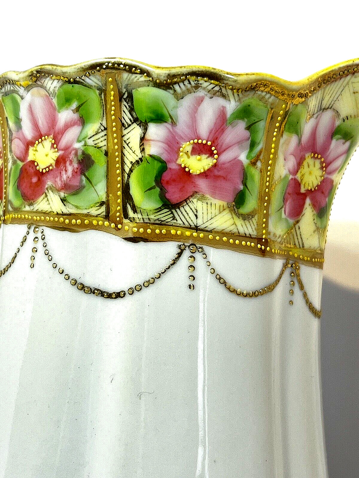 【野ばら匂う朝の食卓】オールドノリタケ 金盛 薔薇文 水差 金彩 - 画像 (3)