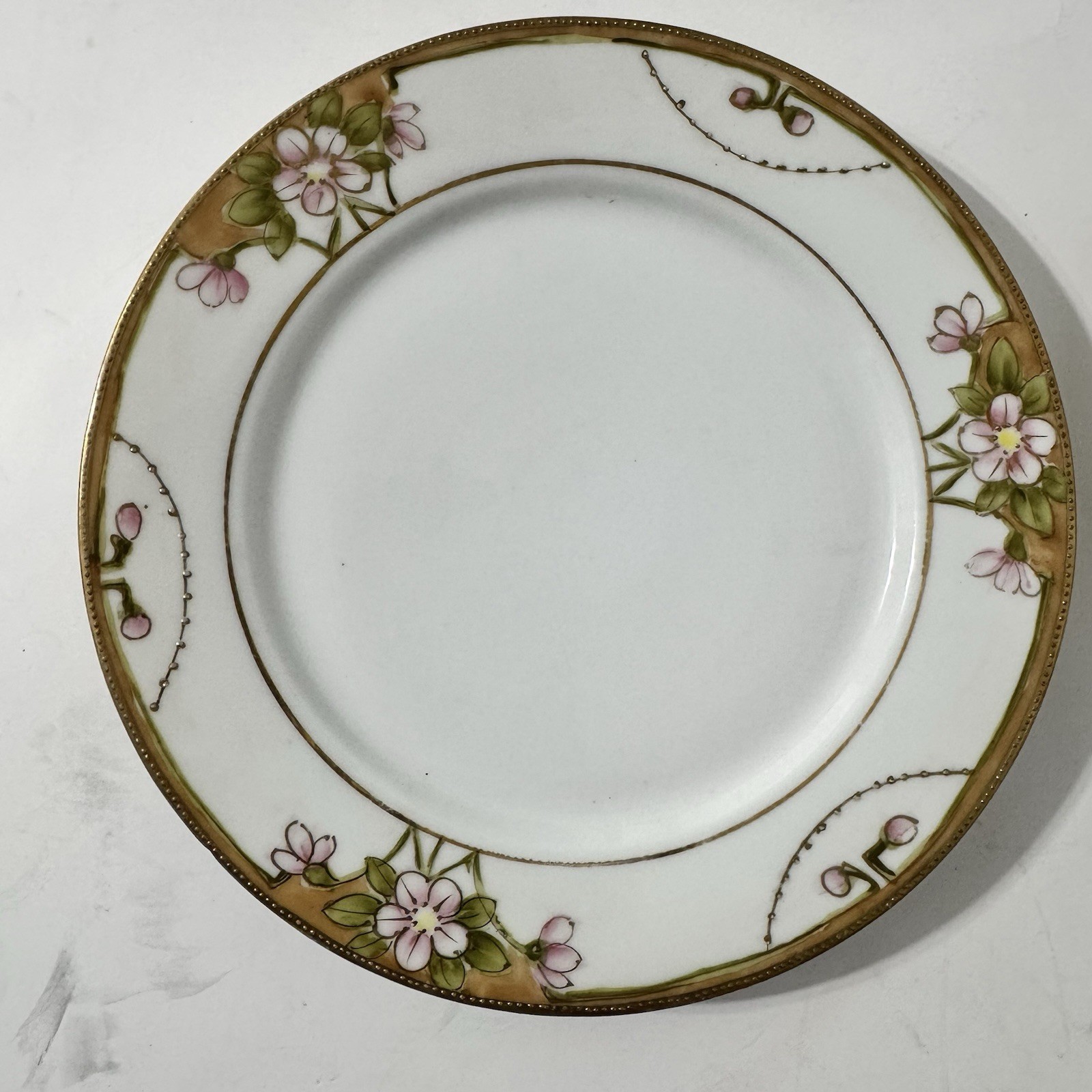 【五枚そろう花の縁取り】オールドノリタケ 花文 飾皿 金彩 五枚組 - 画像 (2)