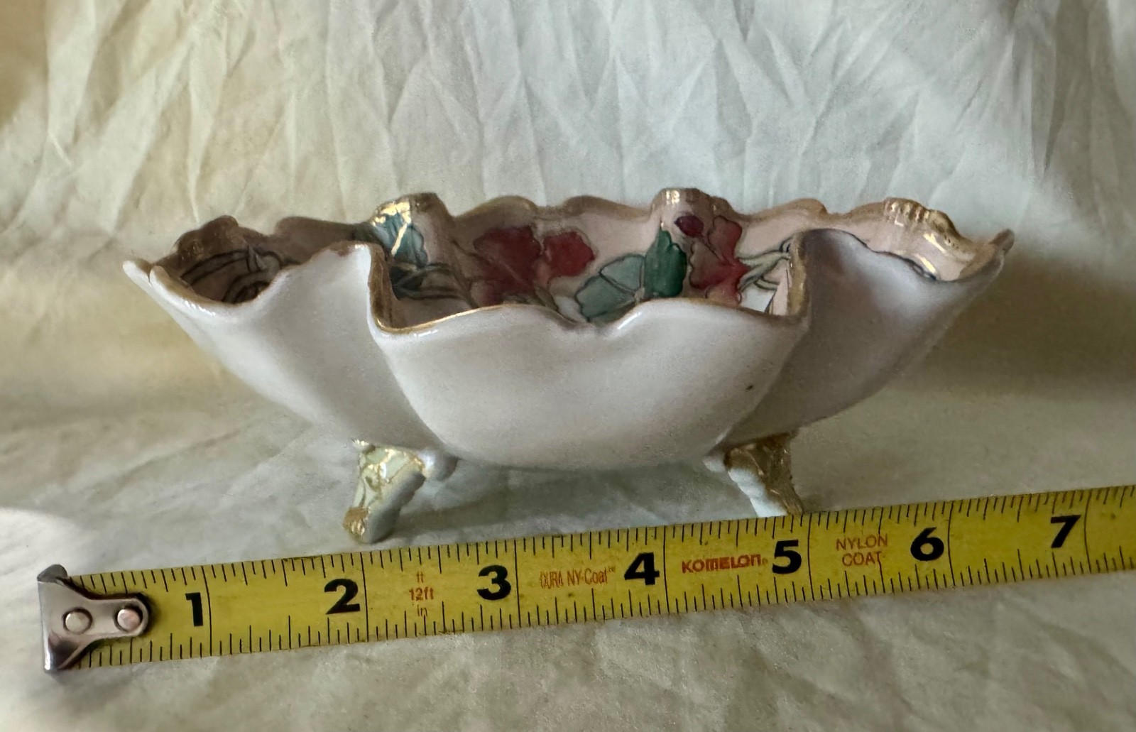 【金の蔓花が灯にゆれる】オールドノリタケ 金盛 花文 輪花鉢 金彩 - 画像 (2)
