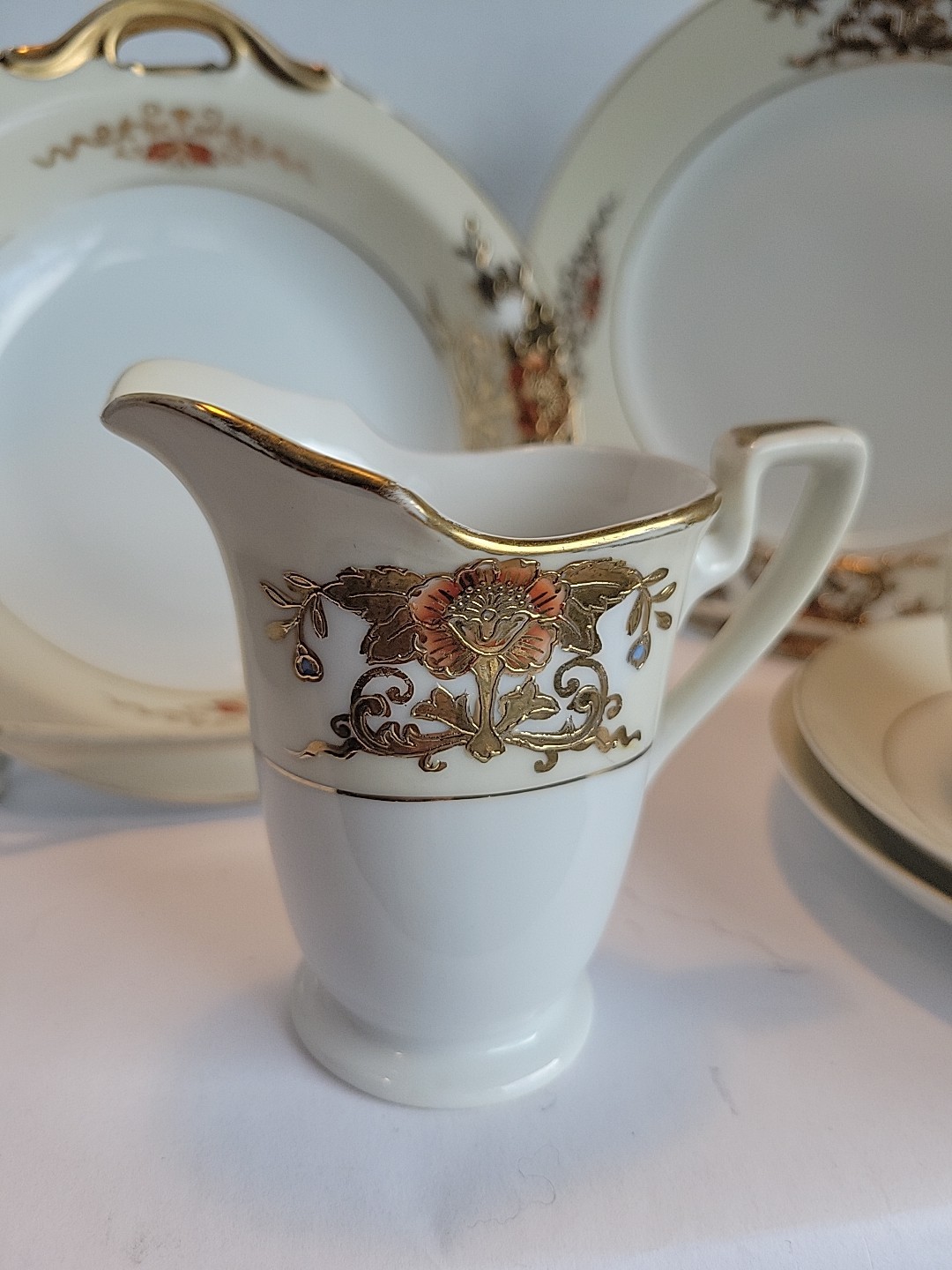 【金の唐草が卓に咲く】オールドノリタケ 金彩 花文 ティーセット 6点 - 画像 (3)