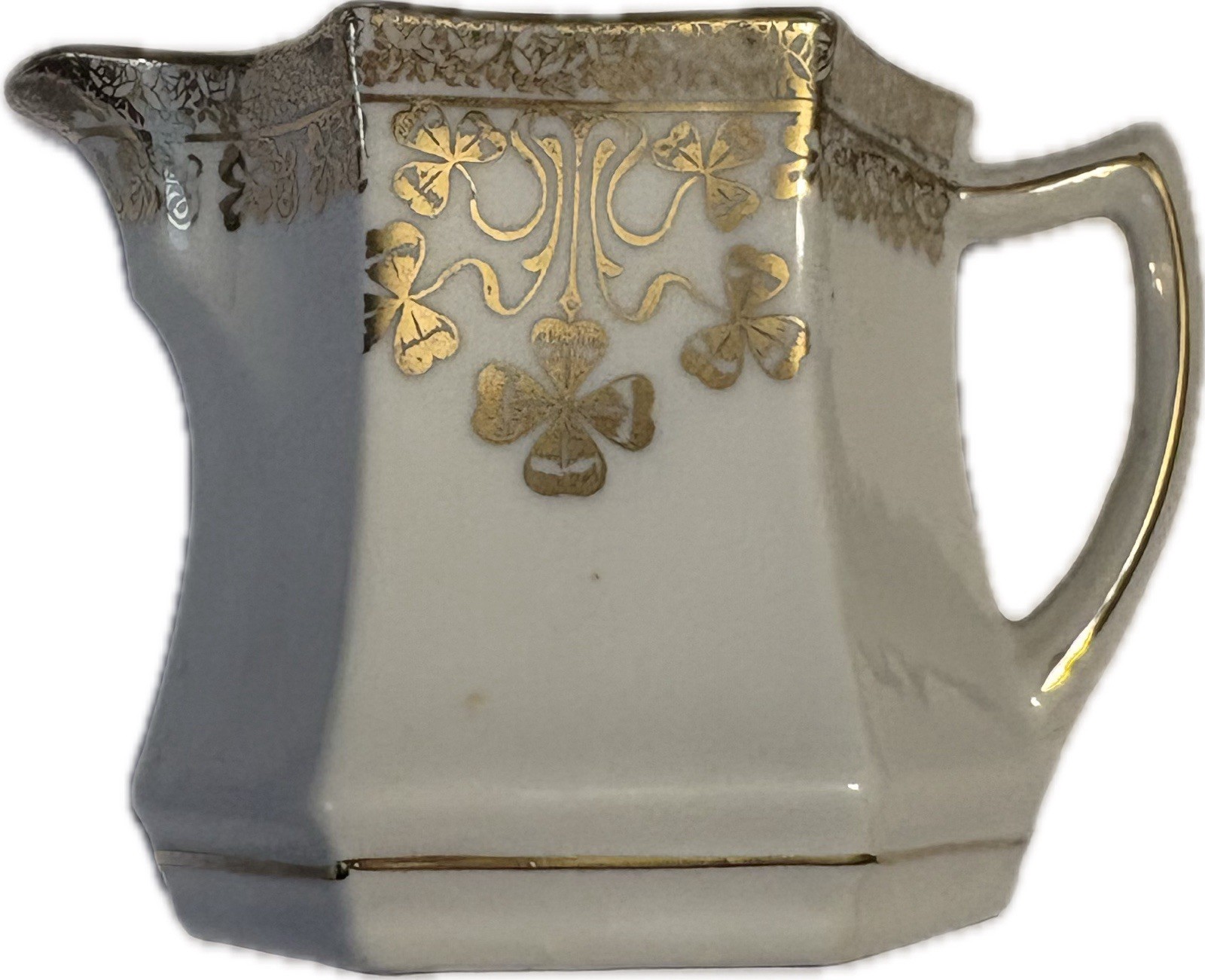 【金のクローバーが咲く】オールドノリタケ 金彩 クローバー文 クリーマー 受皿付 - 画像 (3)