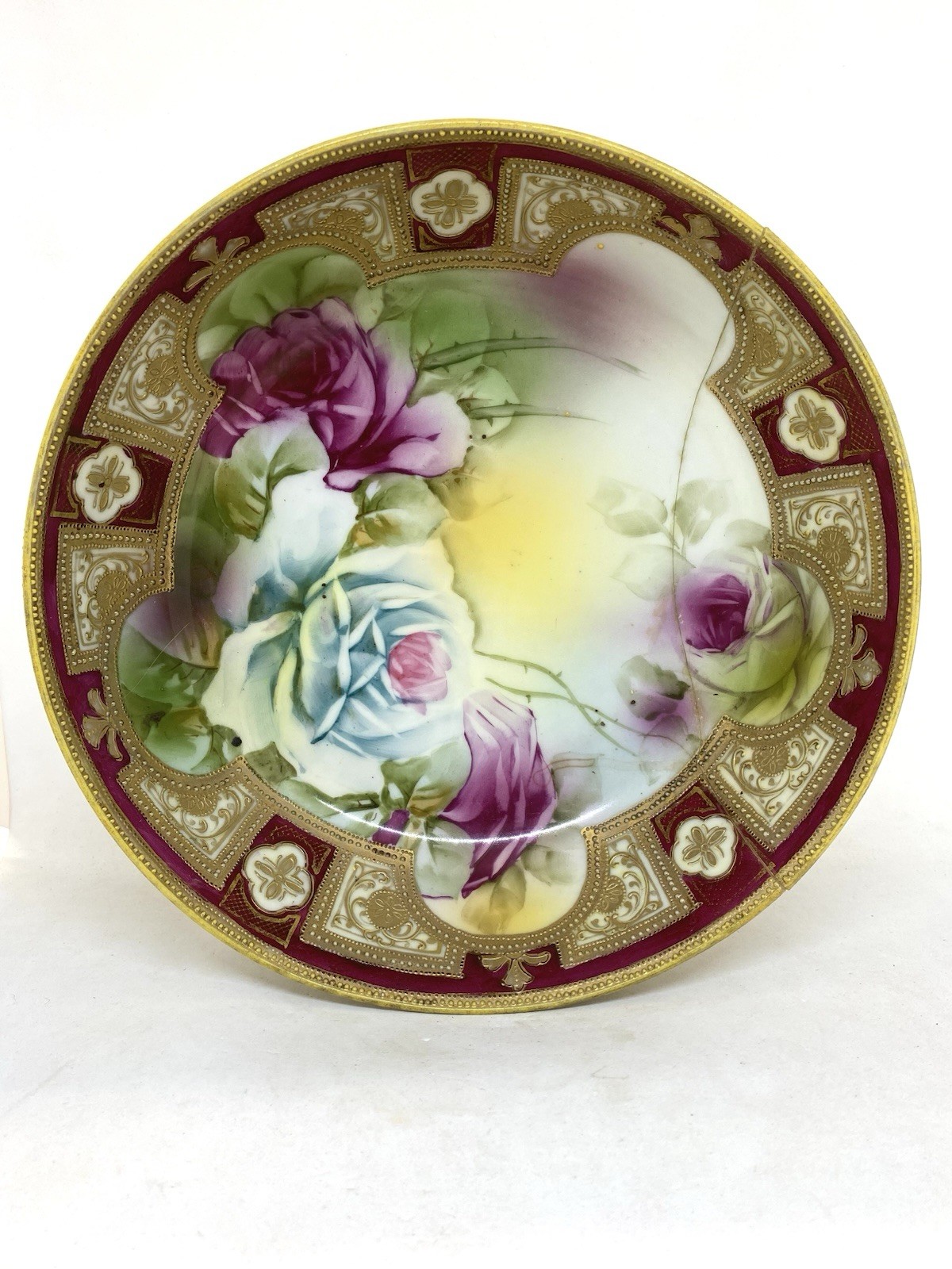 【高台に咲き満ちる花】オールドノリタケ 金盛 薔薇文 高台鉢 金彩 - 画像 (2)
