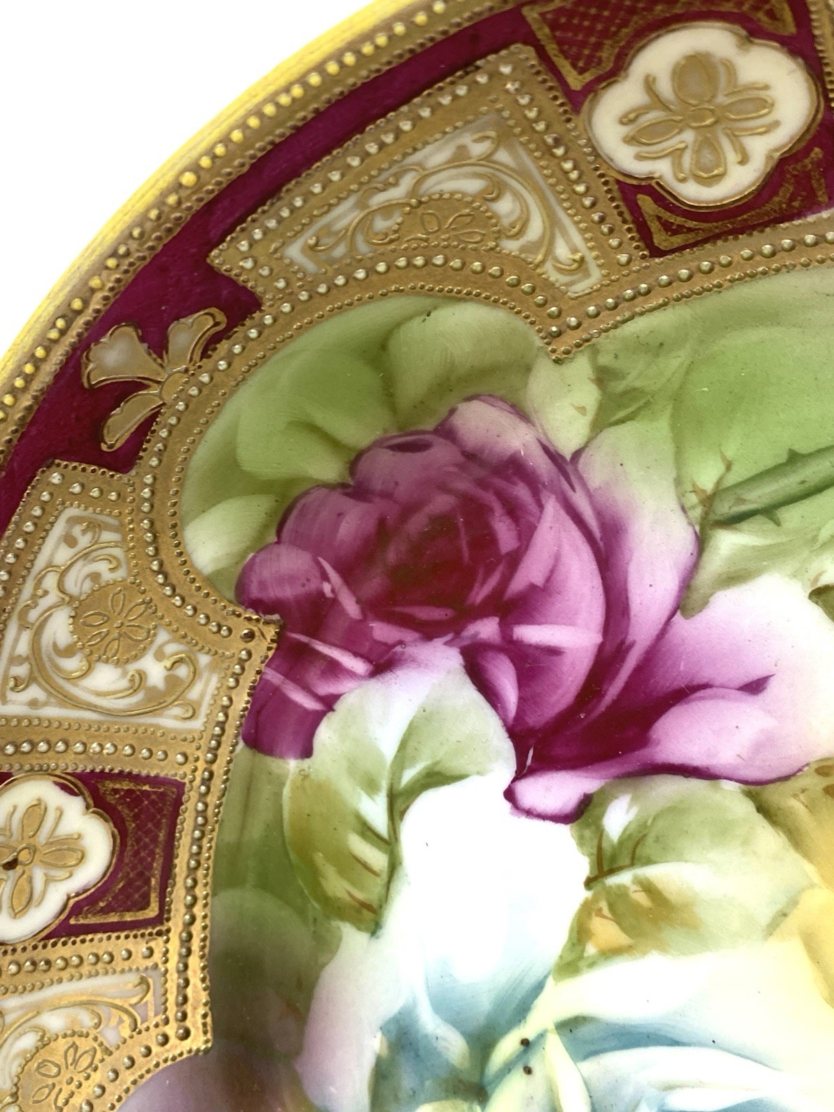 【高台に咲き満ちる花】オールドノリタケ 金盛 薔薇文 高台鉢 金彩 - 画像 (3)