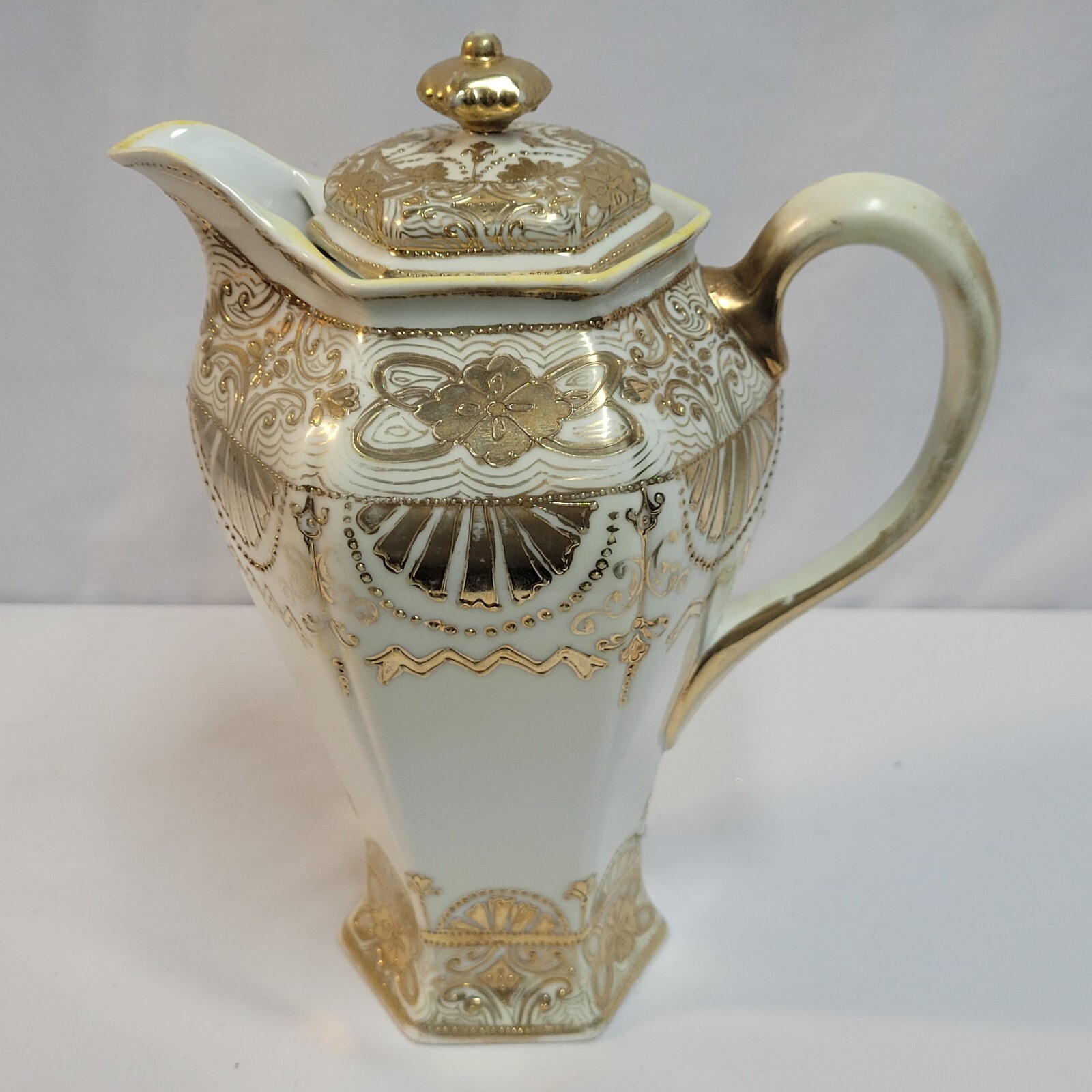 【八面に満ちる金の装い】オールドノリタケ 金盛 コーヒーポット 金彩 - 画像 (3)