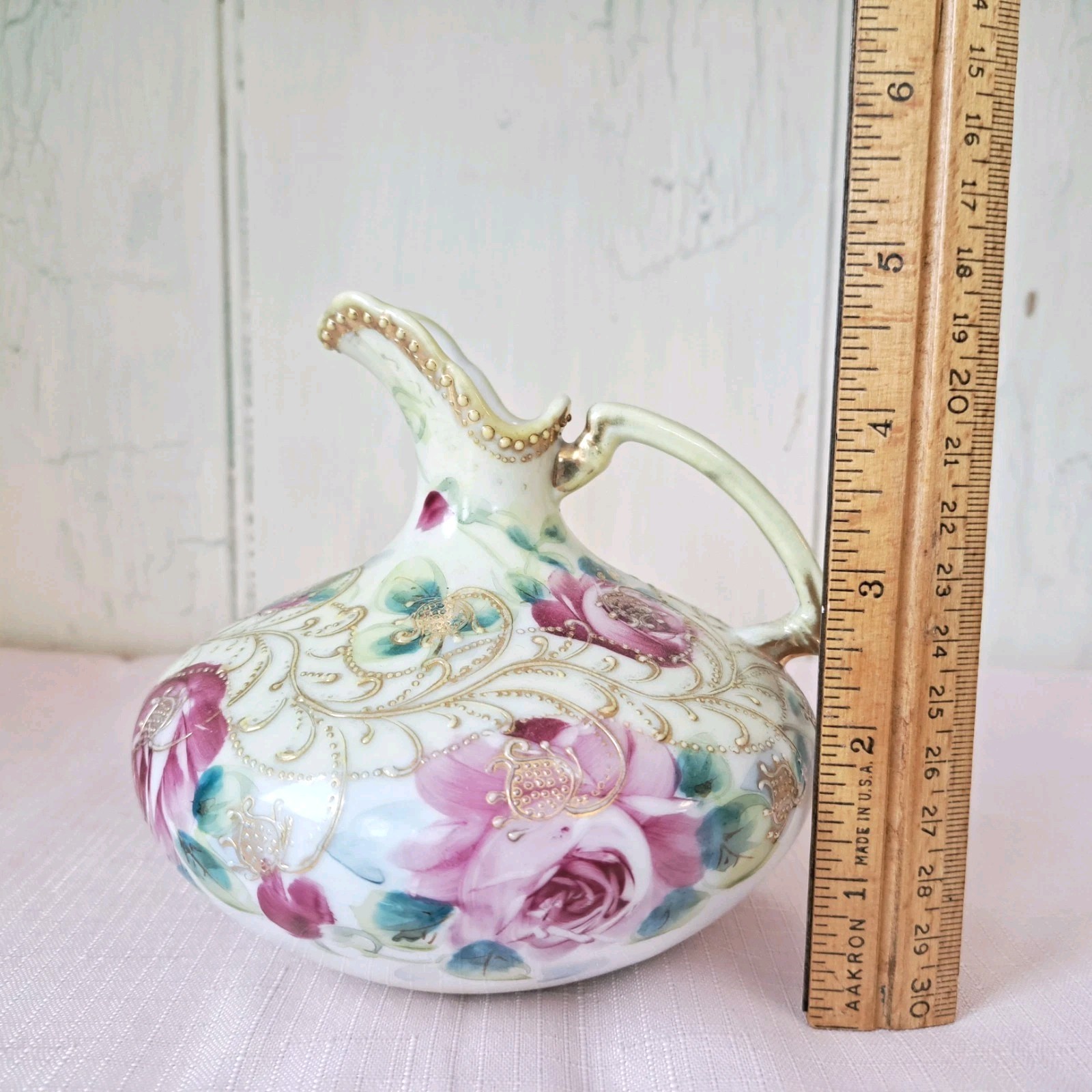 【金の蔓が薔薇を抱く】オールドノリタケ 金盛 薔薇文 水差 - 画像 (2)