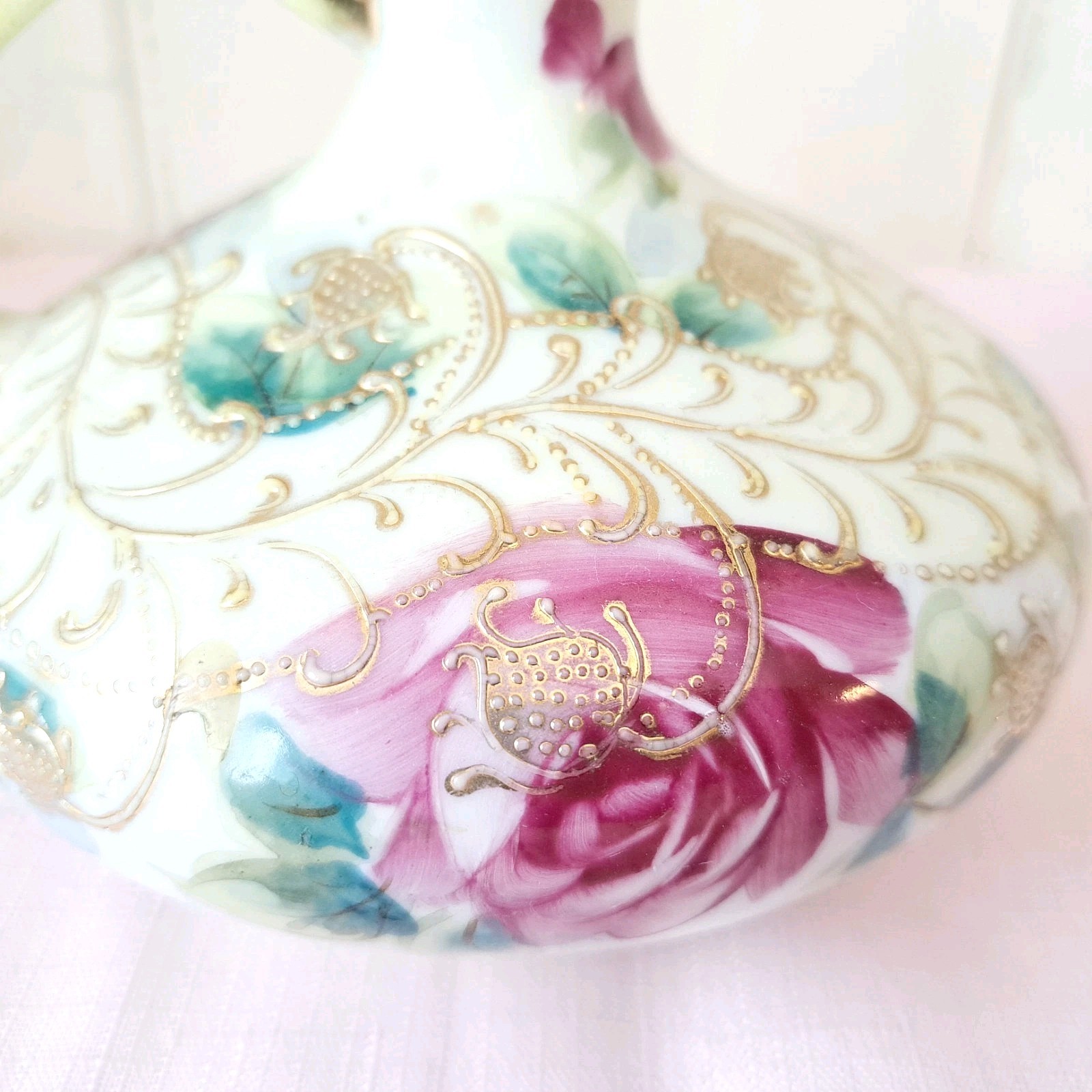 【金の蔓が薔薇を抱く】オールドノリタケ 金盛 薔薇文 水差 - 画像 (3)