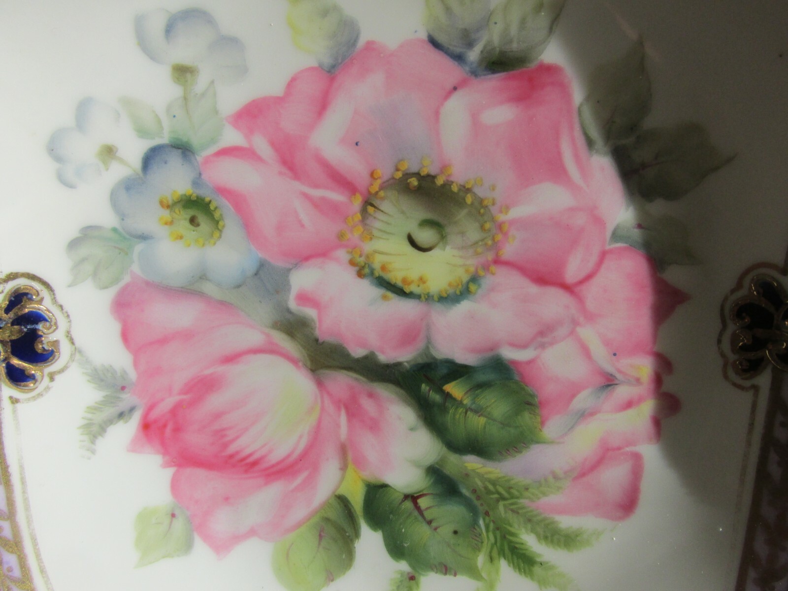 【瑠璃と金にひらく薔薇】オールドノリタケ コバルト金彩 薔薇文 両手皿 - 画像 (3)