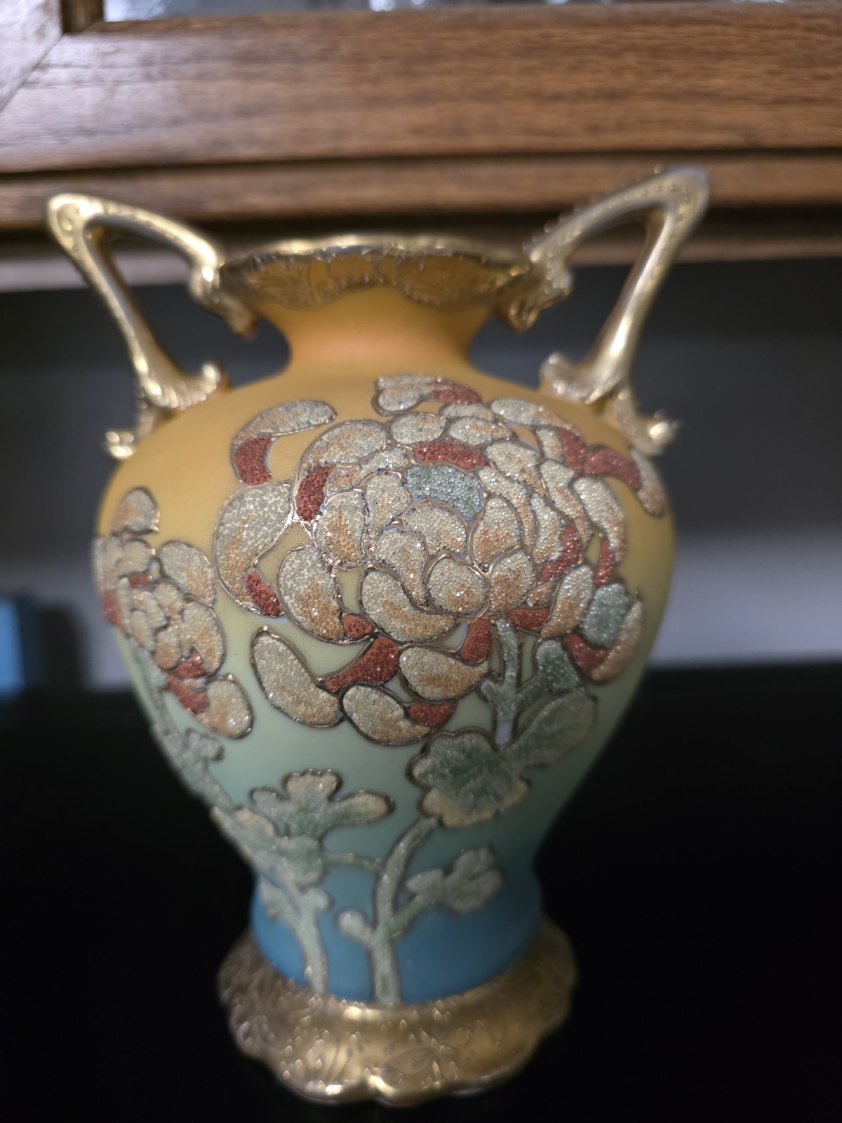 【ビーズに灯る一輪】オールドノリタケ コラレン 花文 双耳花瓶 金彩 - 画像 (2)