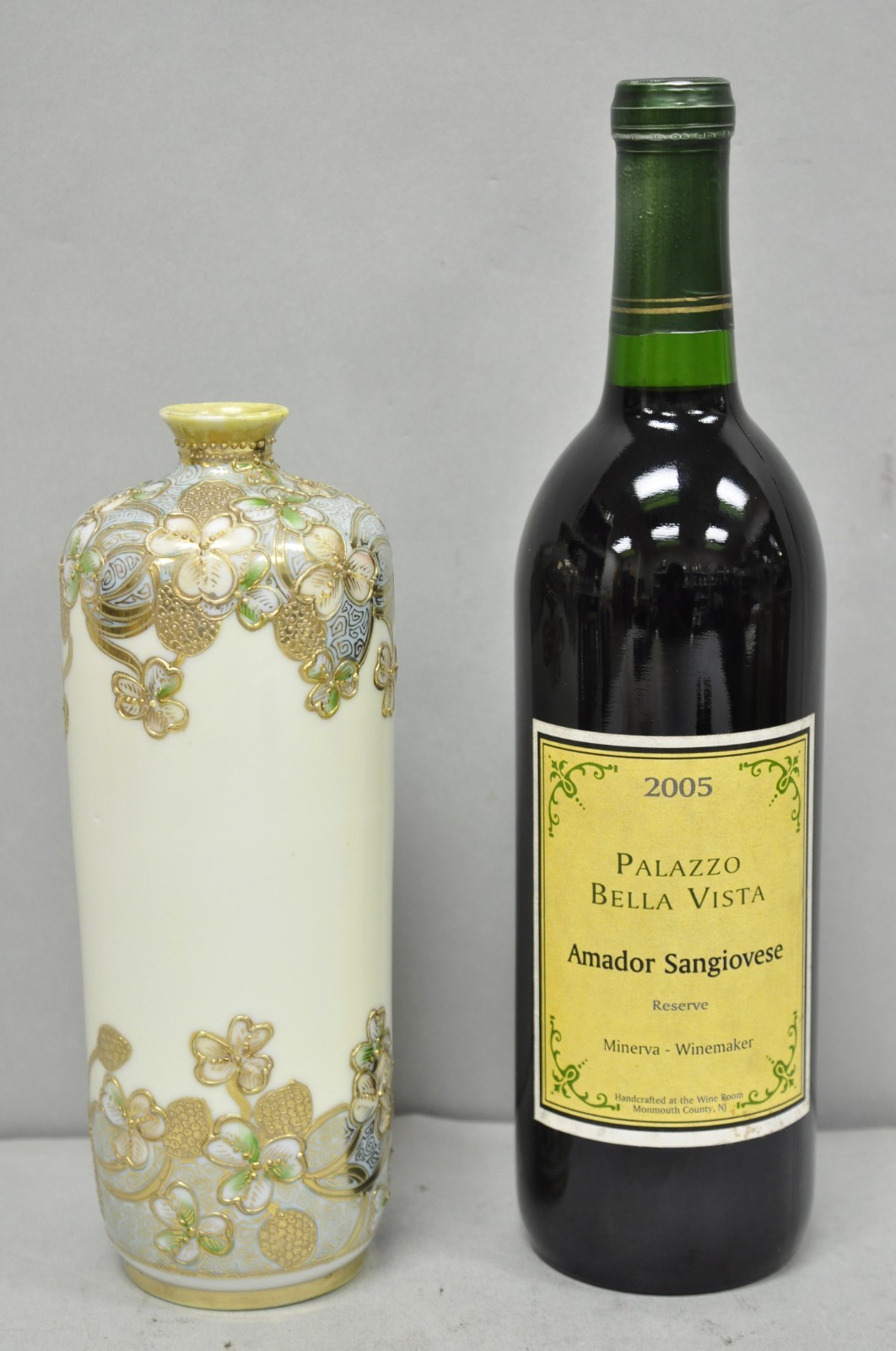 【金が縁どる花の帯】オールドノリタケ 金盛 花文 花瓶 金彩 - 画像 (2)