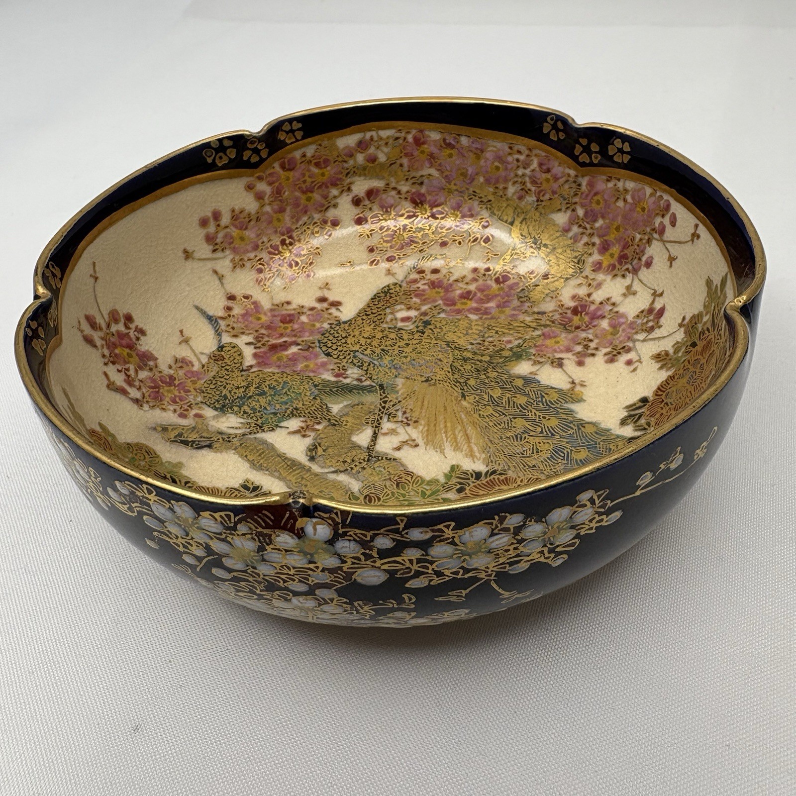 【瑠璃地に咲き満つる桜】薩摩焼 金彩 桜文 飾鉢 - 画像 (2)
