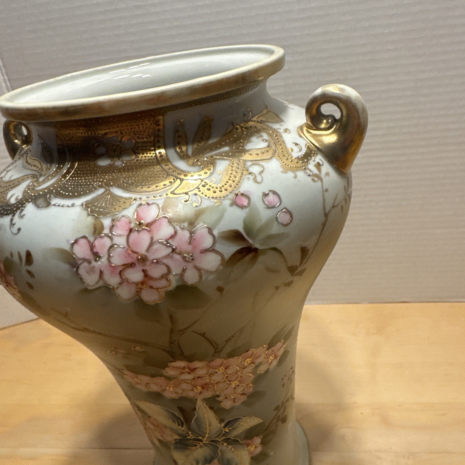 【枝いっぱいの桜霞】オールドノリタケ 桜文 双耳花瓶 金彩 - 画像 (3)