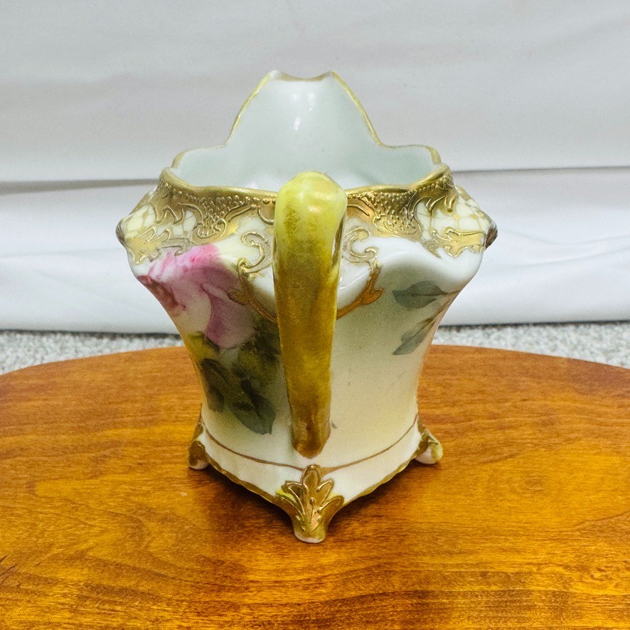 【掌の薔薇に金の縁取り】オールドノリタケ ビーディング 薔薇文 水差 金彩 - 画像 (2)