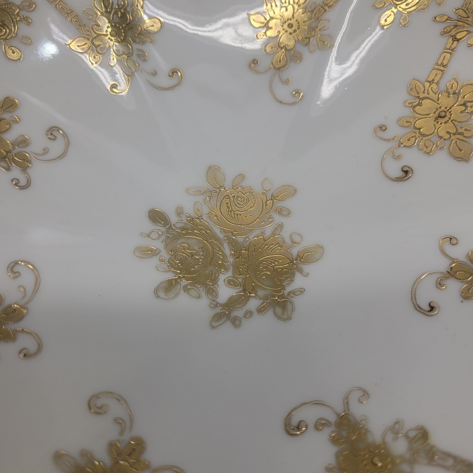 【白磁に金が織る蔓】オールドノリタケ 金盛 唐草文 飾鉢 - 画像 (3)