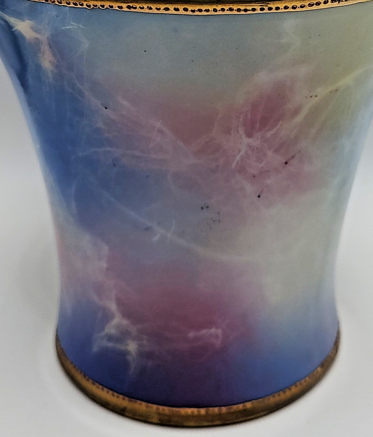 【湖をすべる二羽の白鳥】オールドノリタケ ラスター彩 風景文 両耳花瓶 金彩 - 画像 (3)