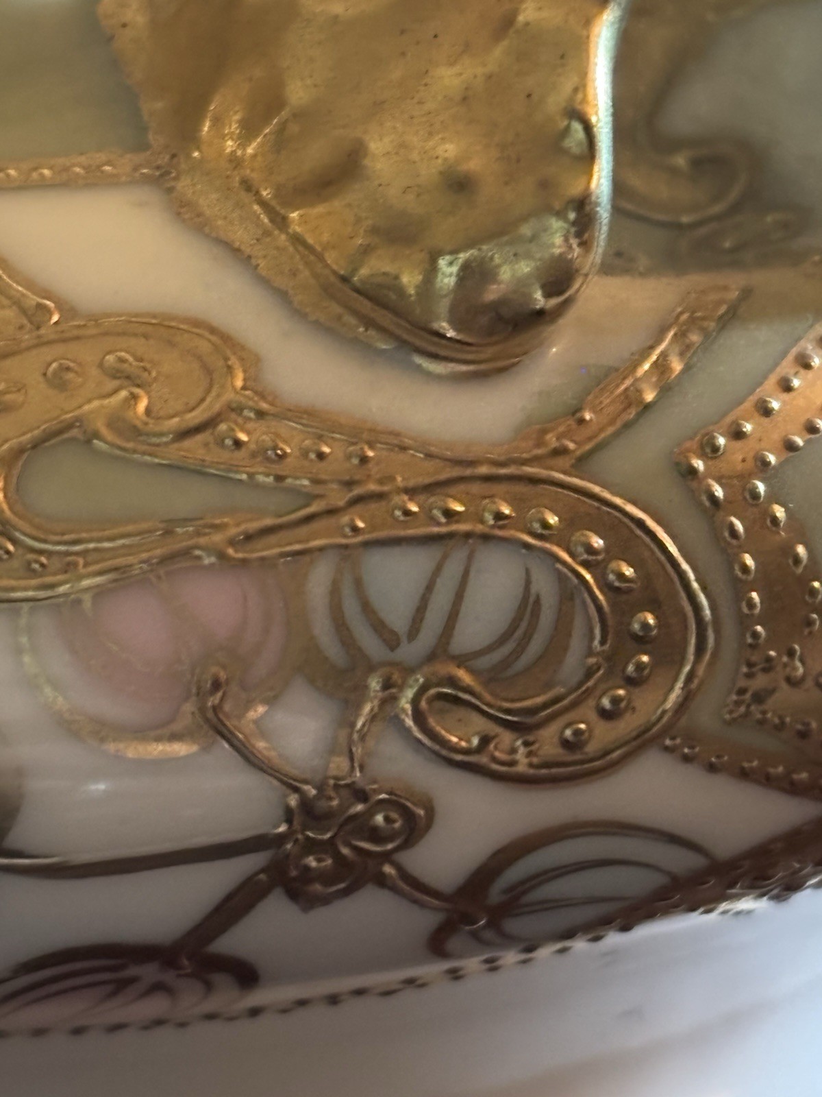 【沈んだ緑に金の渦巻く】オールドノリタケ 金盛 花文 両手鉢 - 画像 (3)