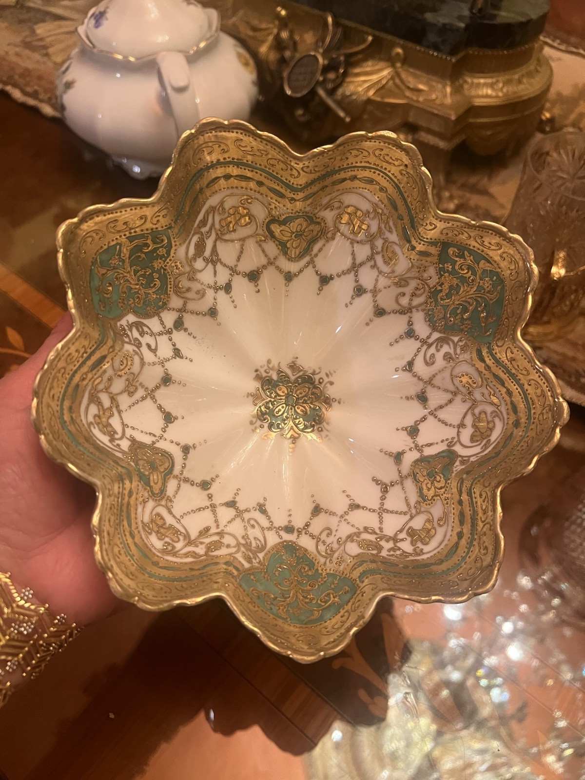【掌にのる金彩のうつわ】オールドノリタケ 金彩 ジュエル装飾 星形鉢 - 画像 (2)