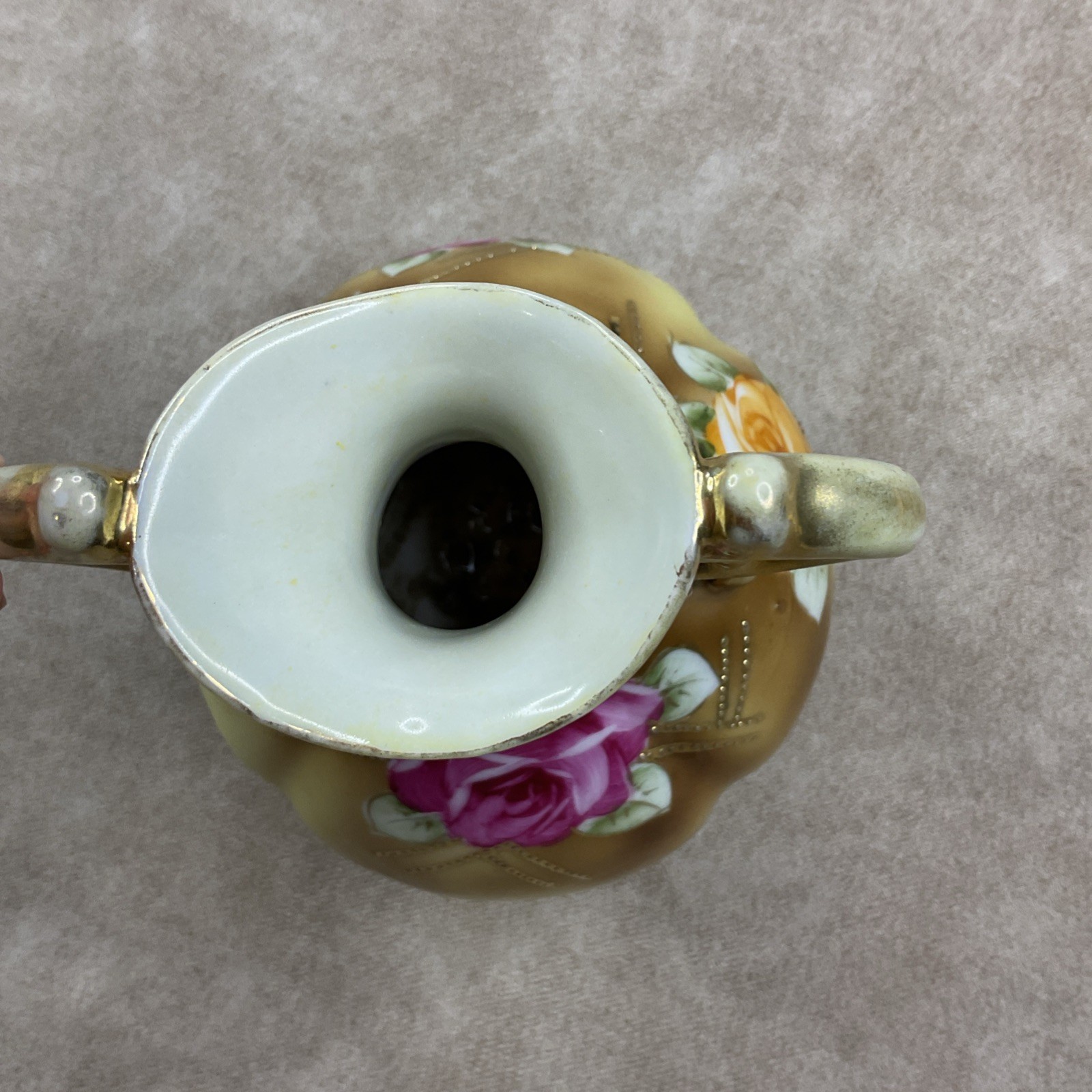 【足もとに咲きそろう薔薇】オールドノリタケ 薔薇文 三足 両耳花瓶 金彩 - 画像 (3)